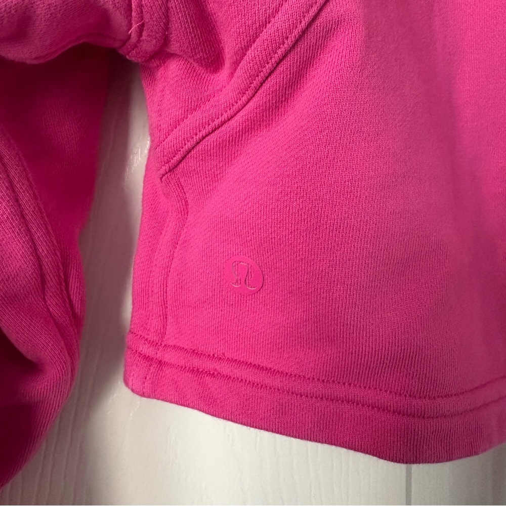 Lululemon All Yours Cropped Hoodie Sweatshirt Size 4 Hot Pink Sonic Pink - Picture 5 of 5